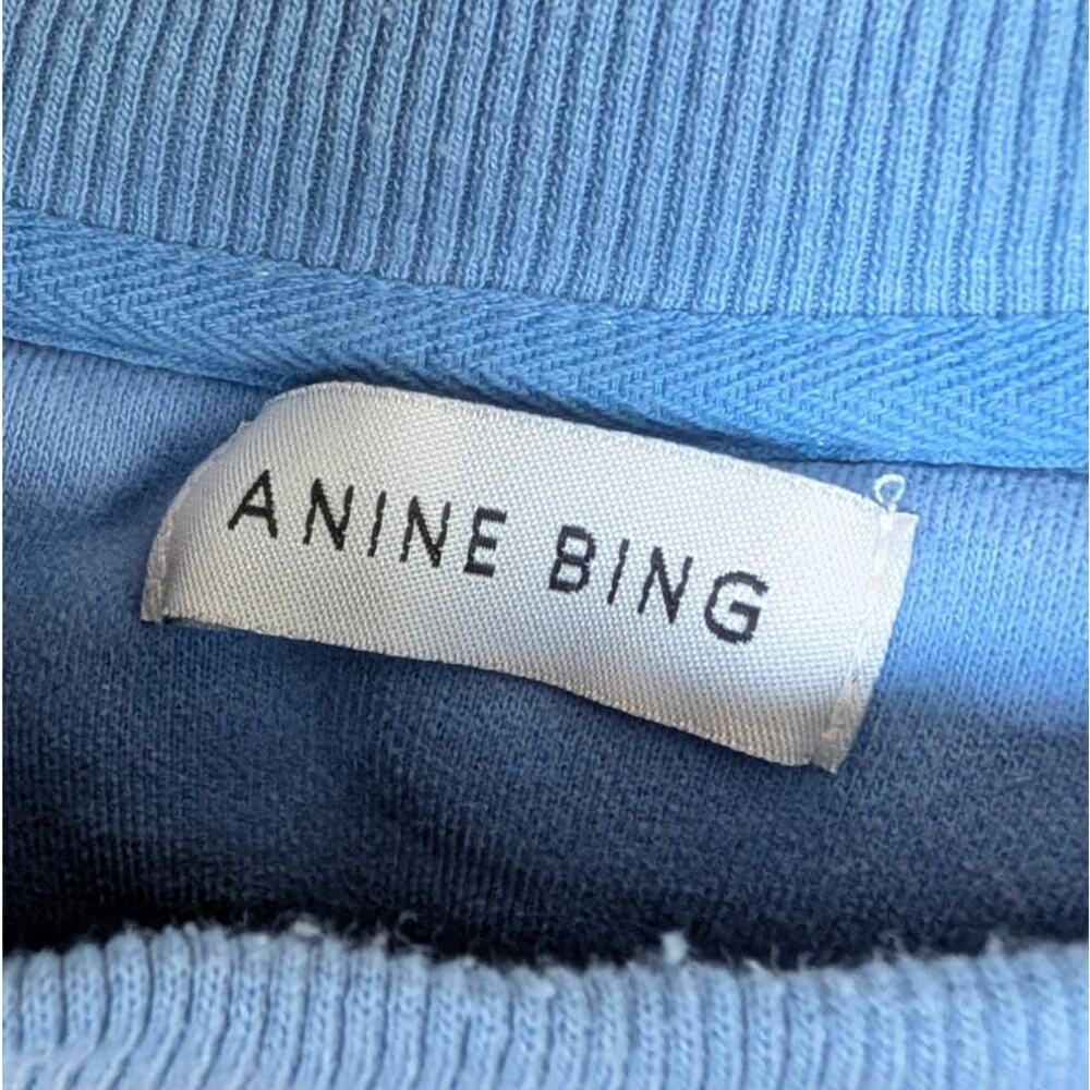 ANINE BING SPORT Logo Crewneck Long Sleeve Oversized Sweatshirt Blue Size S - Picture 4 of 8